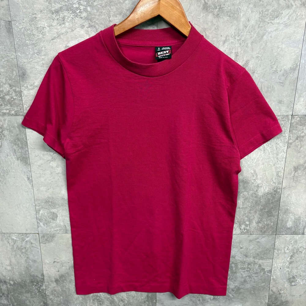 Vintage 90s Fruit of the Loom Best T Shirt Pink Single Stitch Made in USA Small